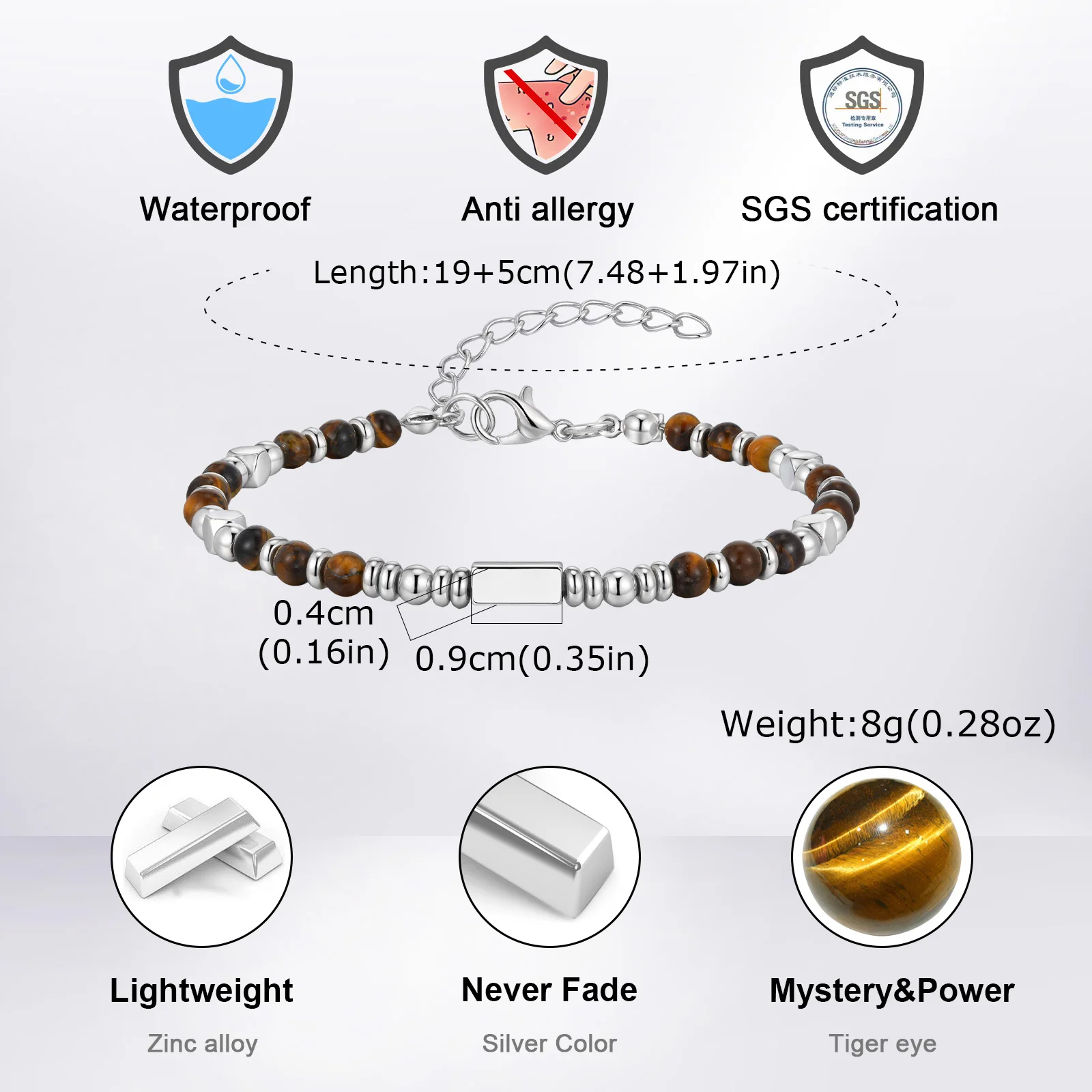 Vnox Bracelet de perles fait à la main avec pierre naturelle (malachite/obsidienne/turquoise/oeil de tigre), bijoux de style bohème pour hommes kf S083b699422e54bd2a6df5e600eb263afJ