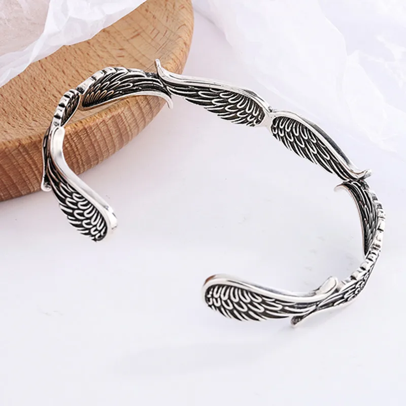 Bracelets ailes d’ange en argent Sterling 925, bijoux rétro thaïlandais, personnalité, ouverture exquise, TYB125, nouvelle mode kf S2cf7ef2d1d1147409b88364fd72b5b45B