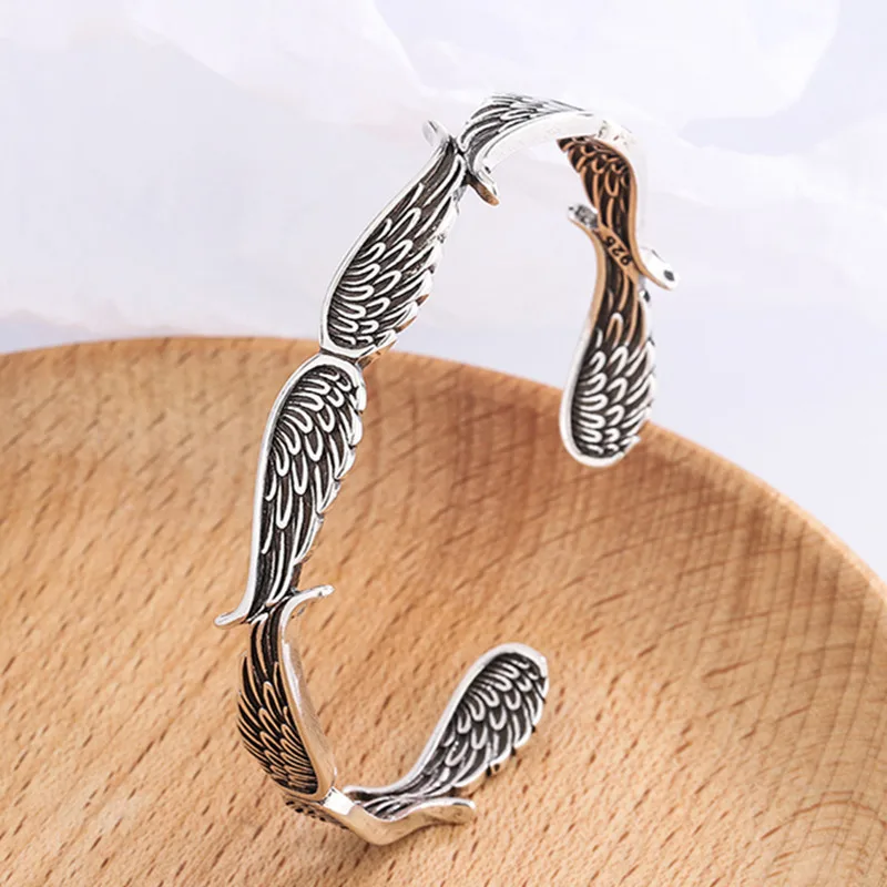 Bracelets ailes d’ange en argent Sterling 925, bijoux rétro thaïlandais, personnalité, ouverture exquise, TYB125, nouvelle mode kf S3790ee1a4a4242b98942125b7b00fe893