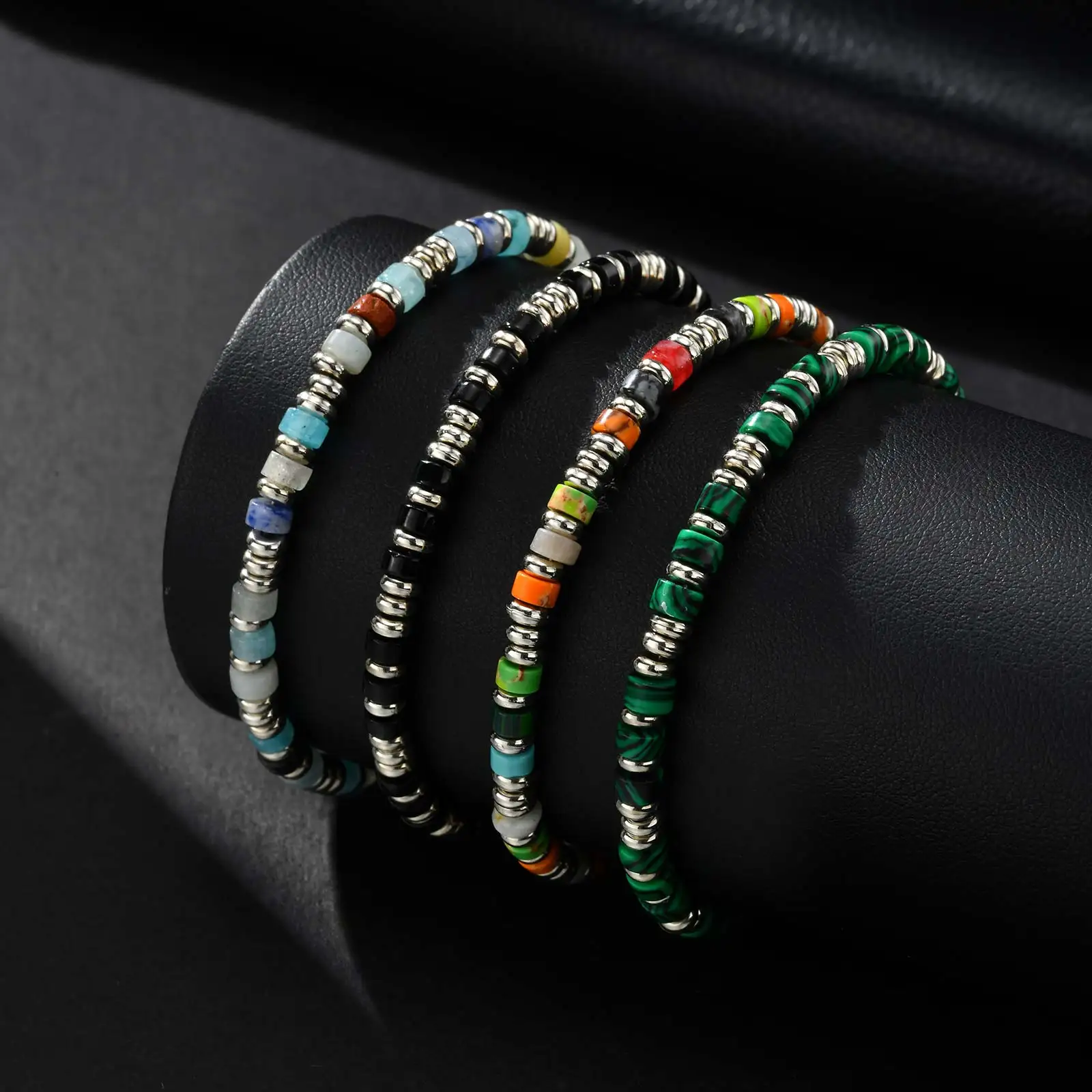 Bracelet classique vintage en pierre naturelle, bracelet réglable en chaîne perlée en acier inoxydable, cadeau de bijoux à la mode pour hommes et garçons kf S5919202e659c4af3b283d2b55331888c9