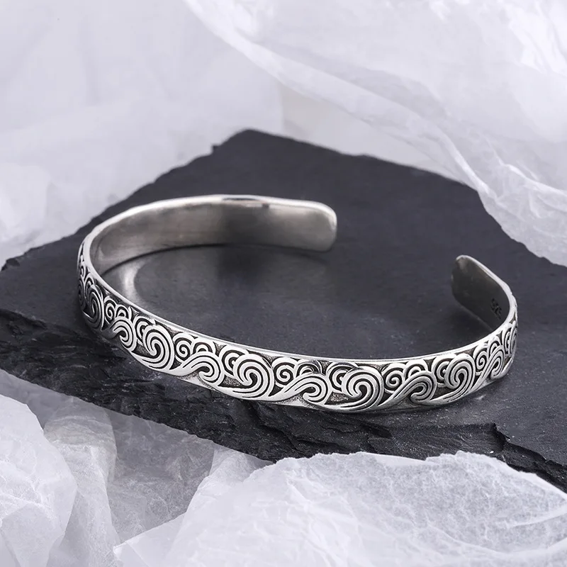 Nouveauté rétro vague Bracelets 925 bijoux en argent Sterling mode Spray personnalité doux nuage ouverture Bracelets TYB116 kf S6b0f5031c97b4e359296412bd4548e3fG