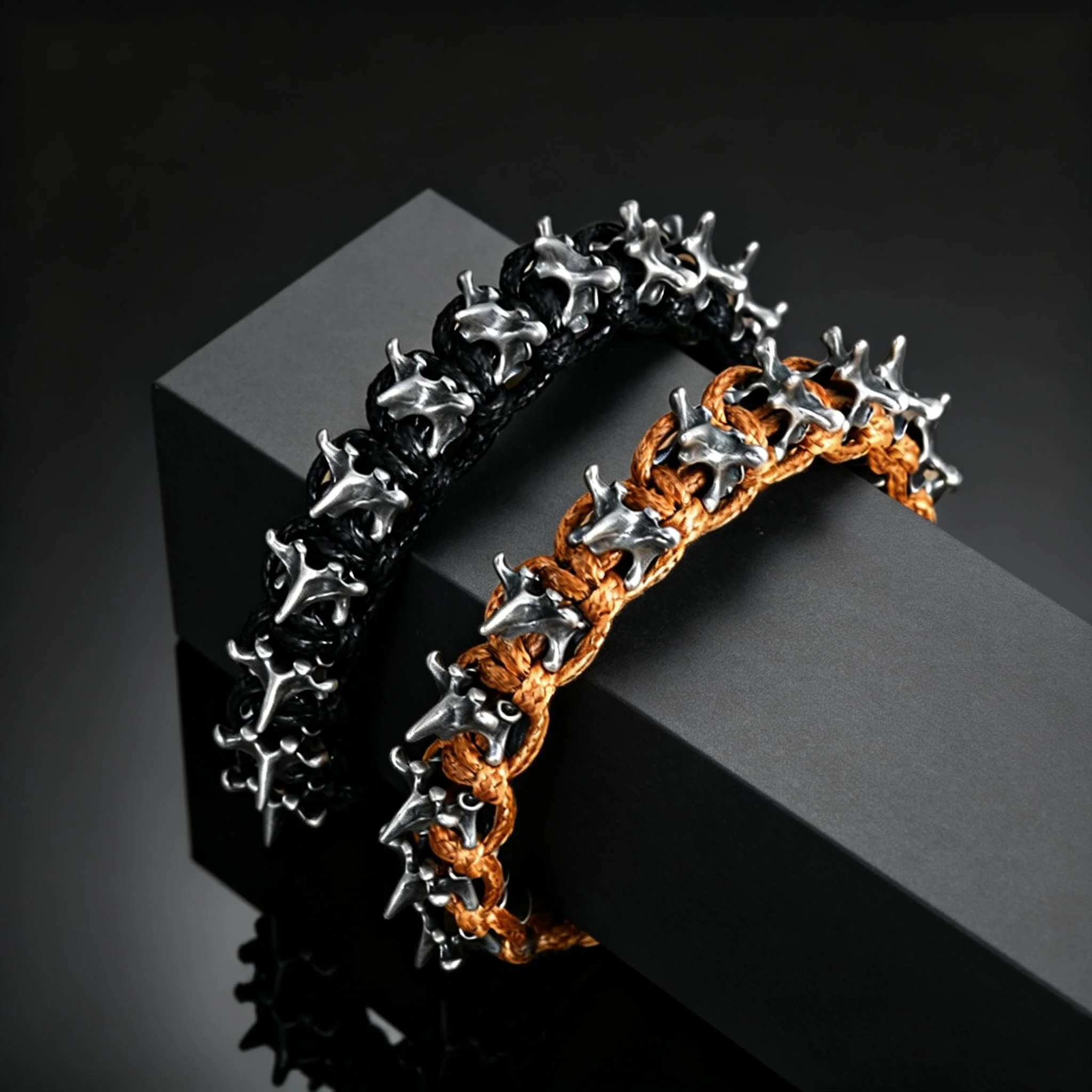 Bracelet ajustable en corde tressée avec épines de dragon gothique en métal pour hommes, bijoux punk hip-hop kf S7300e976d5bf4d04a5098cbb14ca12b3E