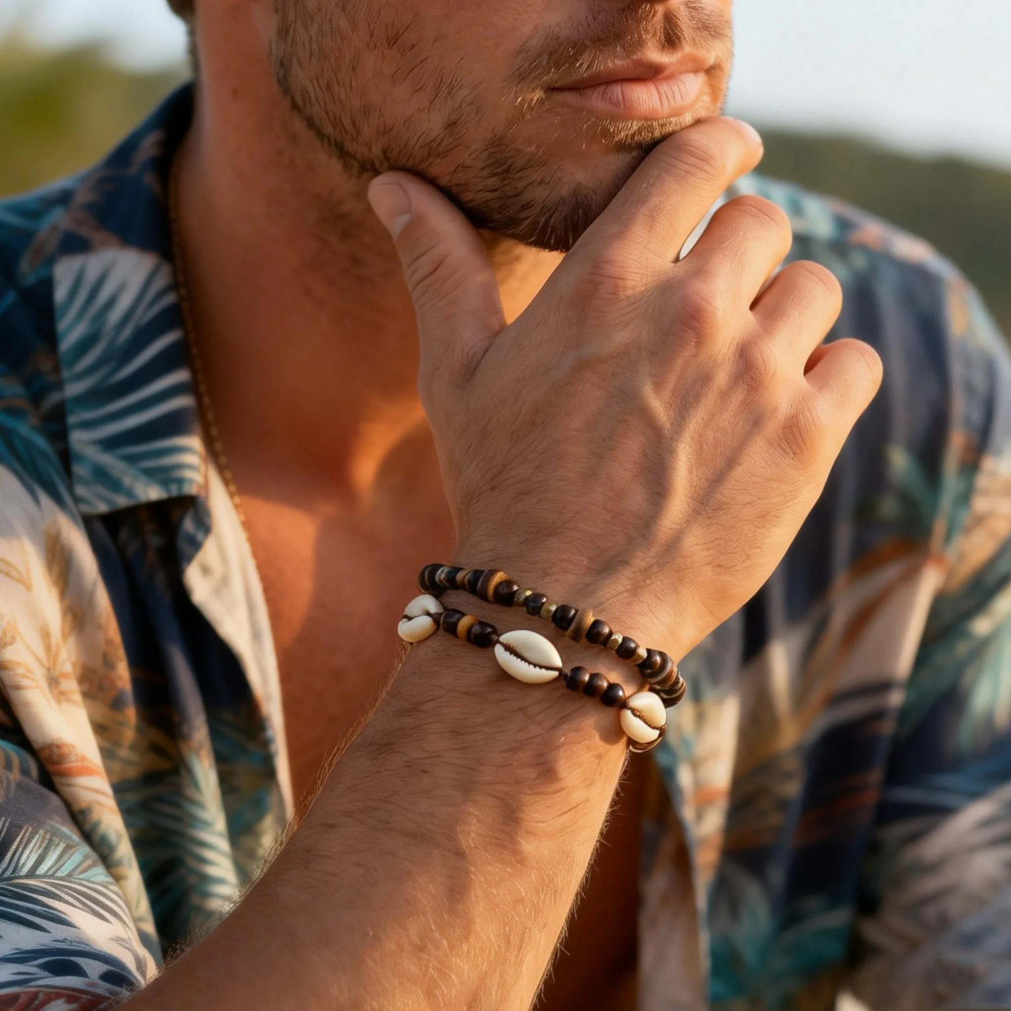 Ensemble de 2 bracelets ajustables en corde tressée avec perles de coquillage et coquille de noix de coco pour hommes, bijoux de mode océanique et de plage, cadeaux kf S8dcd79c473584bbdb79a33101a1cc9d3F