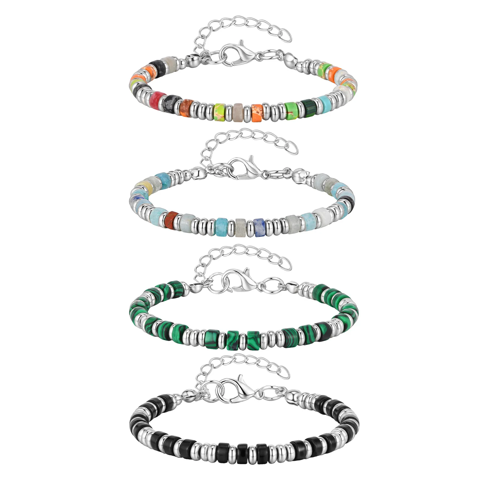 Bracelet classique vintage en pierre naturelle, bracelet réglable en chaîne perlée en acier inoxydable, cadeau de bijoux à la mode pour hommes et garçons kf S9c46e49991f14f4798ac5c79f8afde374