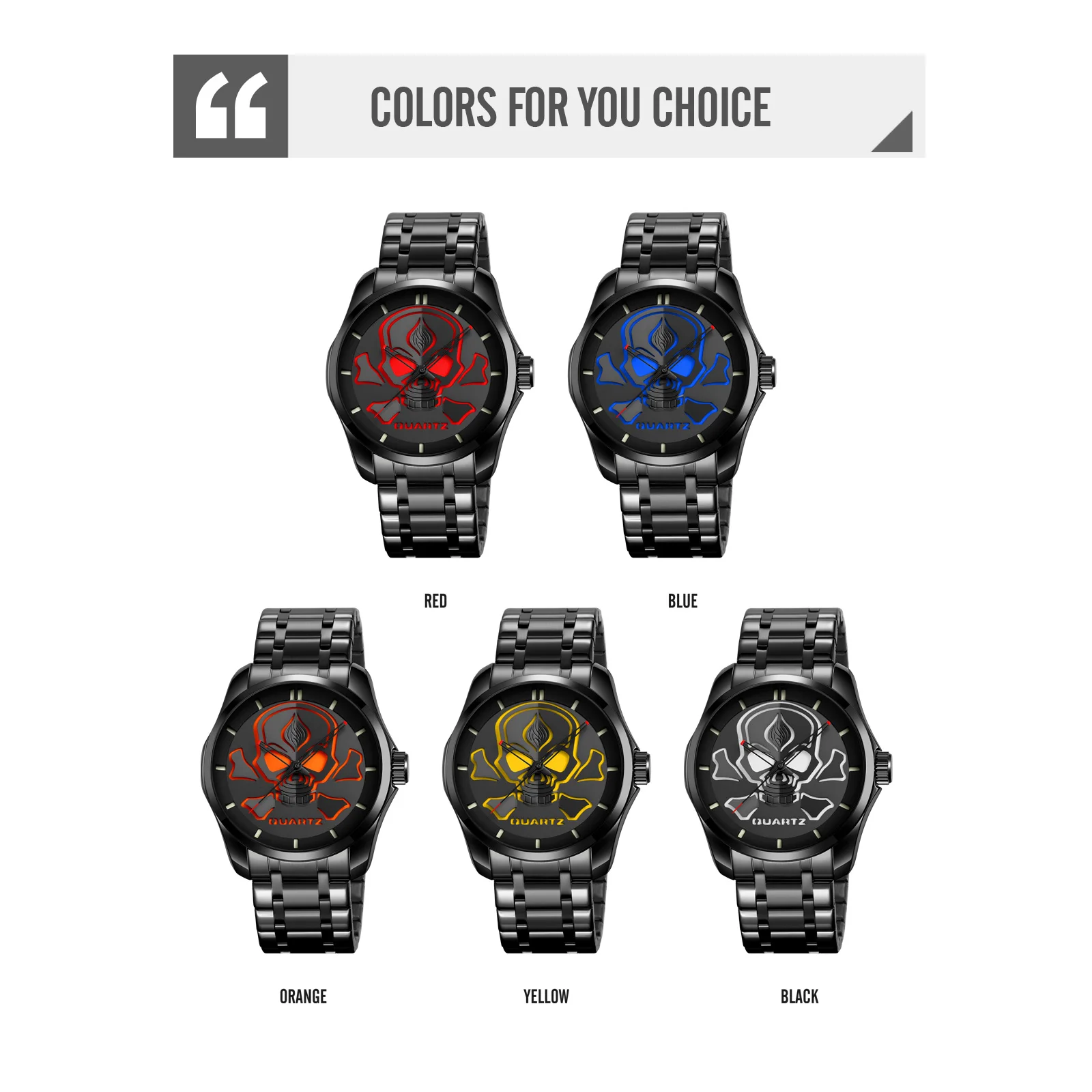 SKMEI Skull Pattern Gothic Style Quartz Cool Mens Dark Casual Waterproof Watches Fashion for Heavy Metal Band Wristwatch 9358 - Image 2